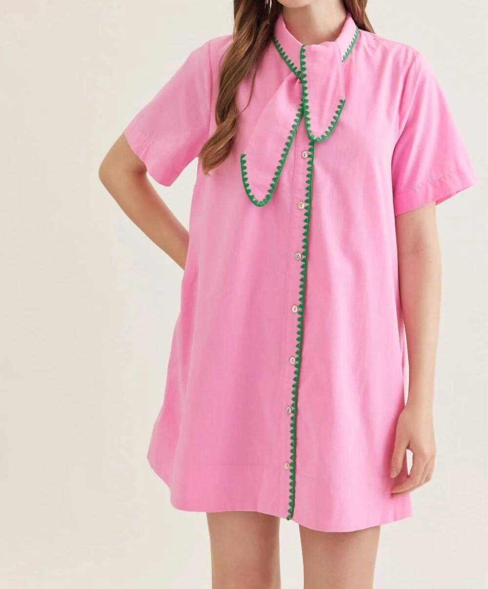 NEW ENTRO rosie scarf neck mini dress in bubblegum pink